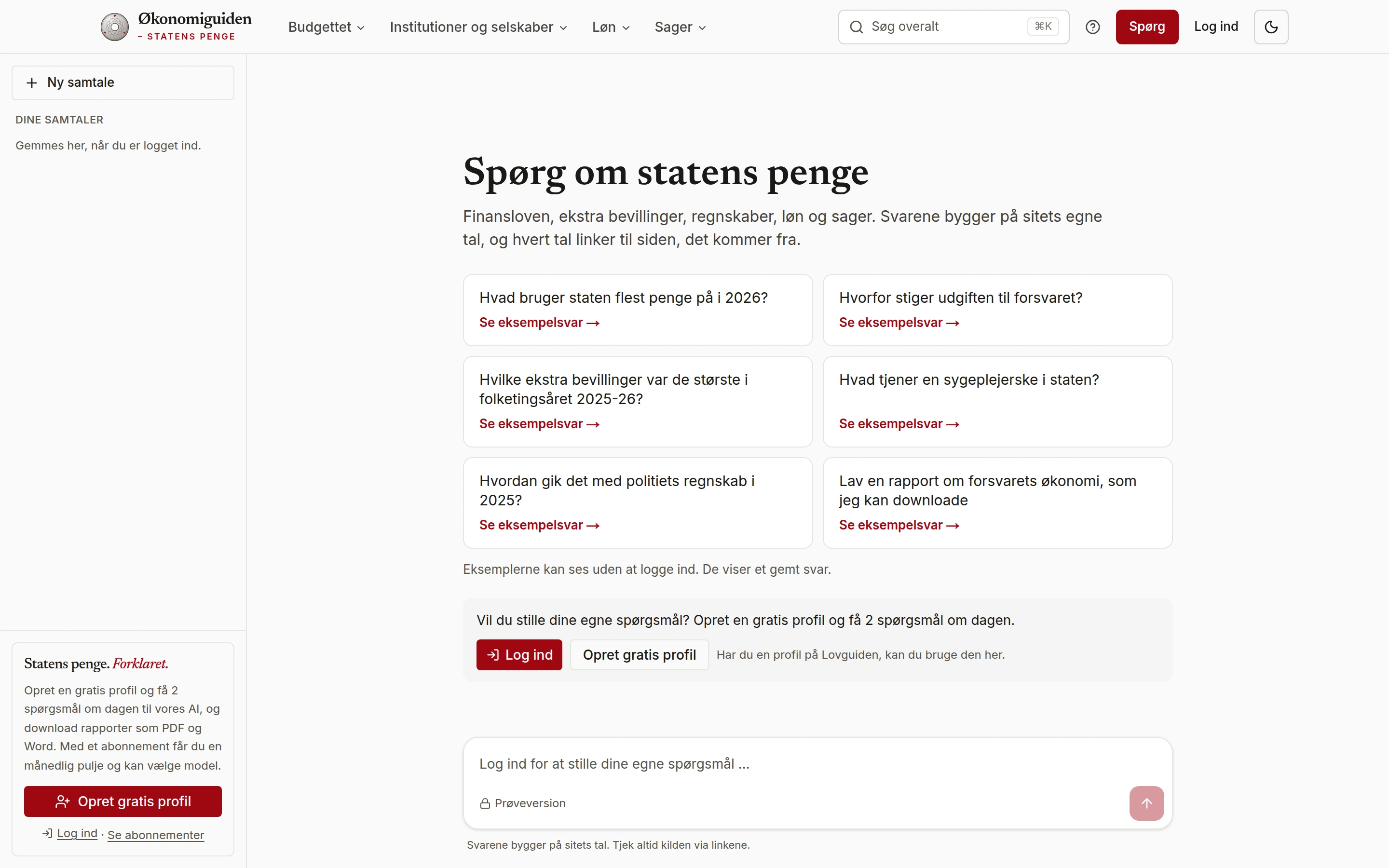 Spørg om statens penge: svar bygget på sitets egne tal.