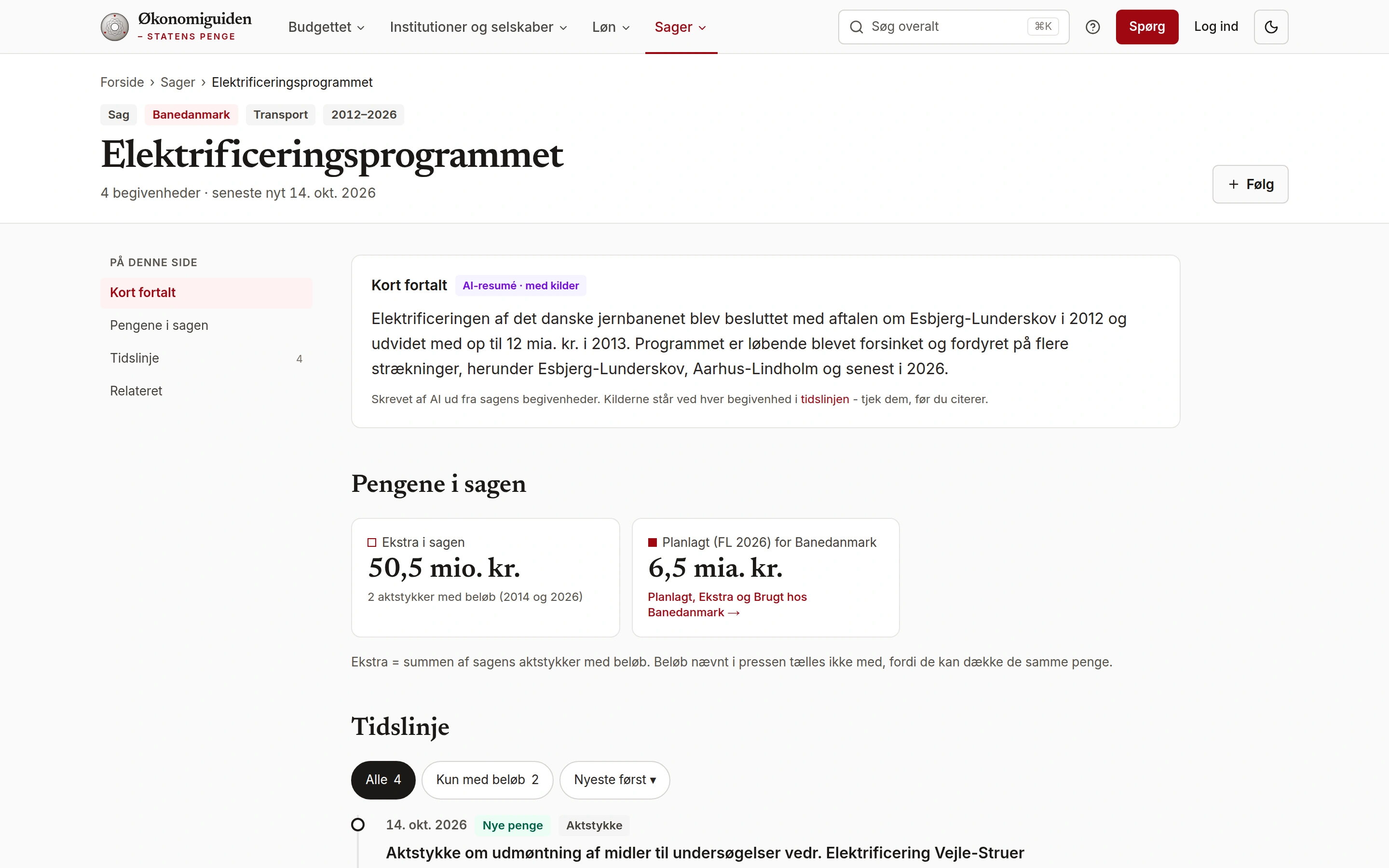 Elektrificeringsprogrammet, fulgt fra 2012 til 2026.